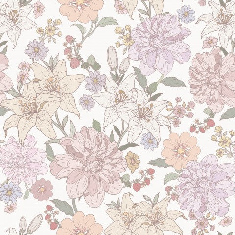 Musselin Blumenmuster in Pastellfarben