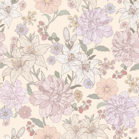 Rib Jersey Blumenmuster in Pastellfarben