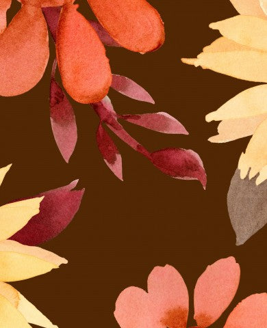 Satin cotton watercolor flowers on a brown background