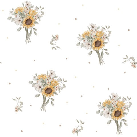 Jersey Sonnenblumen und gepunktete Tapeten