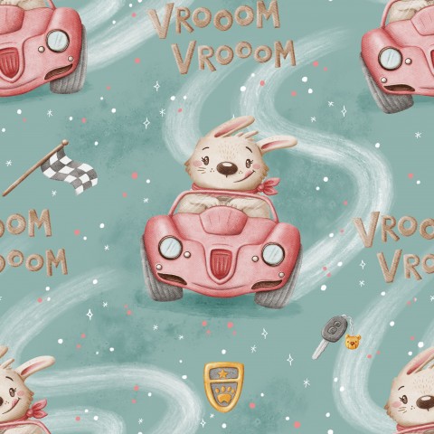 Rib Jersey a rabbit driving a car