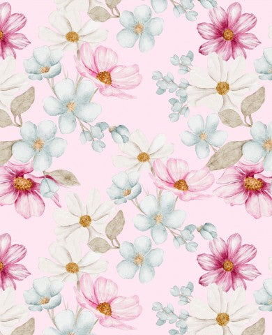 Panama ein Aquarell-Blumenmuster auf einem rosa Hintergrund