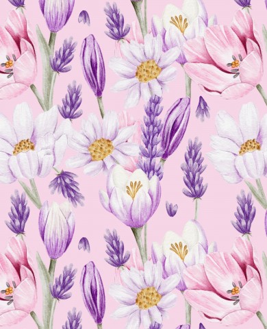 Vandtæt stof akvarel blomster på lyserød baggrund