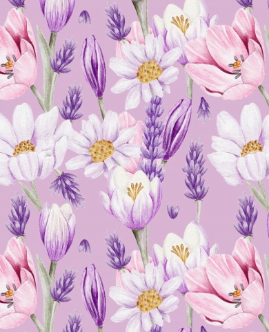 Wasserdichter Stoff Aquarellblumen auf violettem Hintergrund