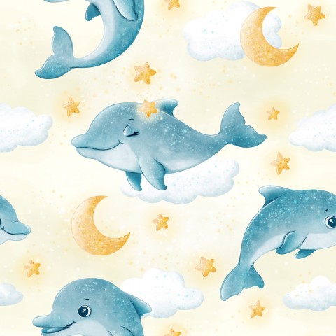 Delfini e stelle in tessuto impermeabile
