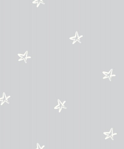 Vandtæt stof med et hvidt søstjernemønster på en grå baggrund