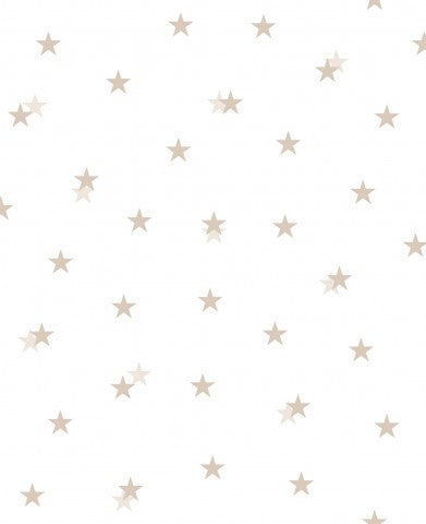 Satin cotton a white-beige wallpaper with star pattern