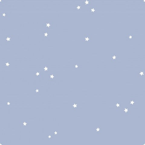 Muslin a blue background with white stars on it