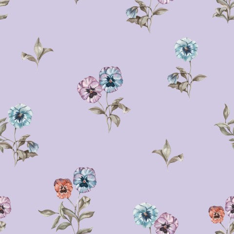 Fiori di mussola su sfondo viola