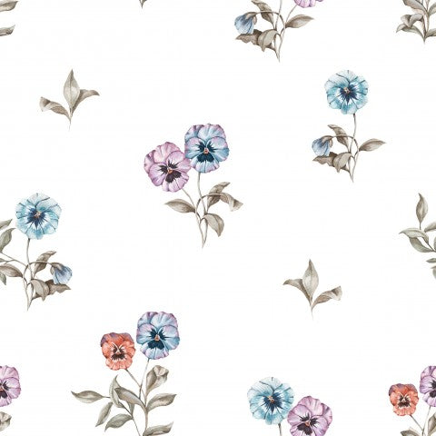 Fiori acquerellati in raso di cotone