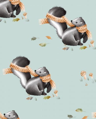 Rib Jersey Squirrel and Leaves