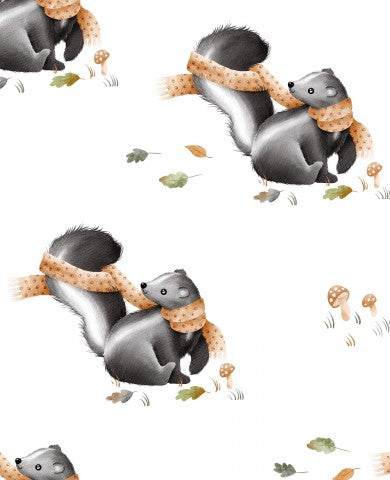 French Terry Squirrels and Leaves