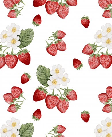 French Terry Strawberries and Flowers