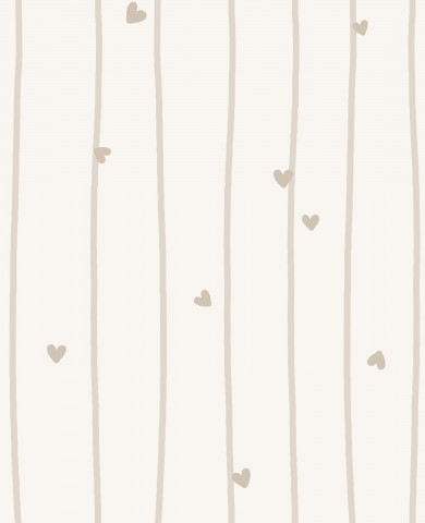 SoftShell a white and beige striped wallpaper with hearts
