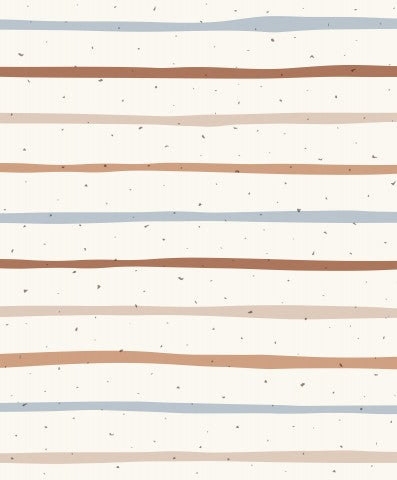 French Terry brown, blue and white stripes