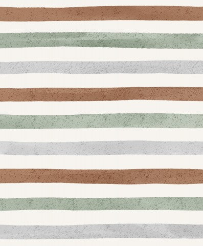Panama a striped wallpaper with brown, green and white stripes