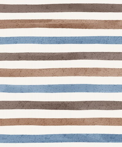 Schlichte Eleganz: Baumwoll-Canvas-Streifen in Blau und Braun - ideal für deine nächste Mode-Erfindung! Meterware, zum Nähen geeignet.