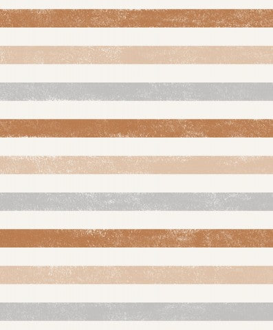Satin cotton striped wallpaper with brown, white and grey stripes
