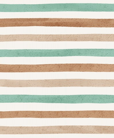 Rib Jersey a striped background with brown, green and white stripes