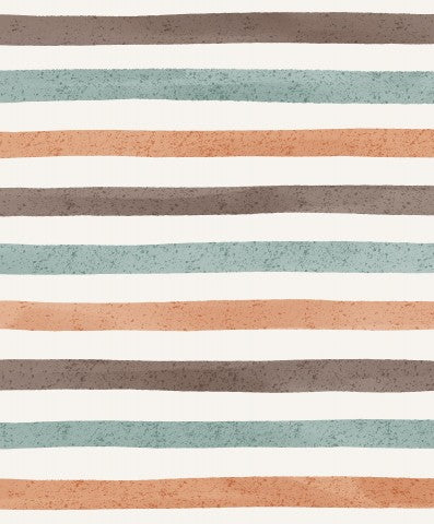 Satin cotton an orange, blue and white striped background