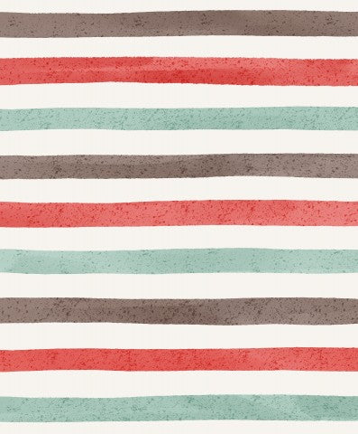French Terry a red, green and white striped fabric pattern