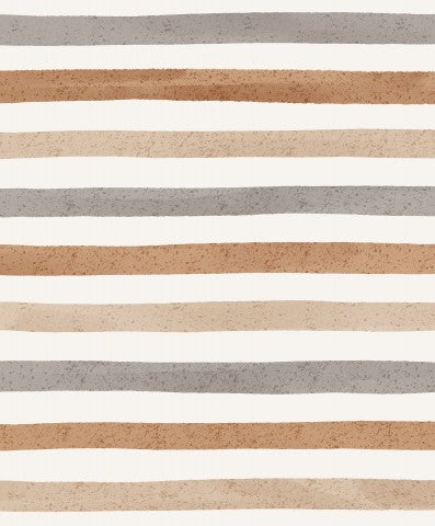 Jersey a striped wallpaper with brown, white and grey stripes