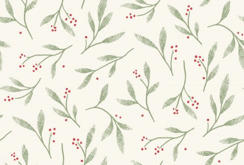 Waterproof fabric holly leaves and berries