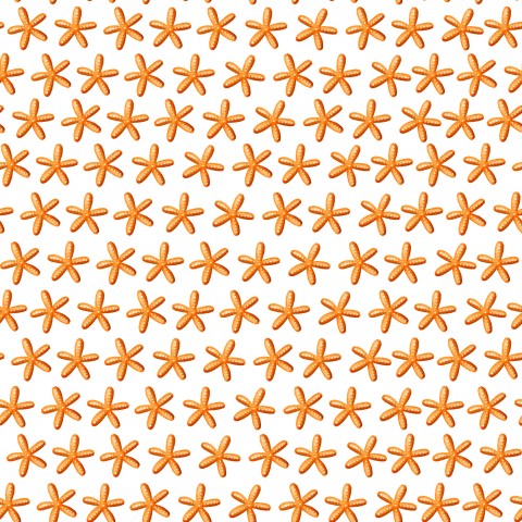 Muslin an orange starfish pattern on a white background