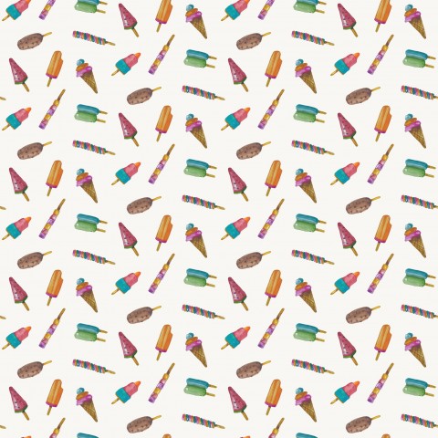 Rib Jersey colorful ice cream cones on a white background