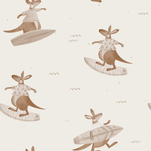 Patrón de jersey de canguros montando tablas de surf