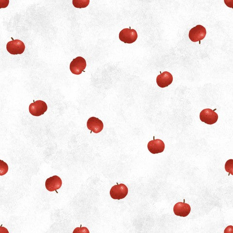 Waterproof fabric a pattern of red apples on white paper