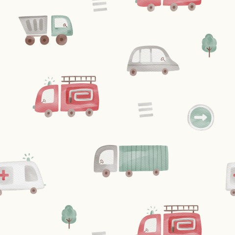 Motif panaméen de voitures et de camions sur fond blanc