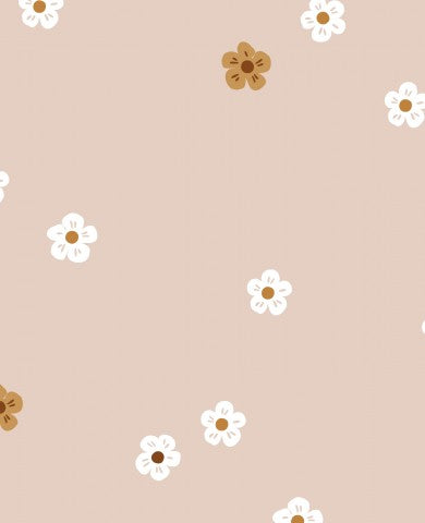 Satin Baumwolle ein braun-weißes Blumenmuster auf rosa Hintergrund