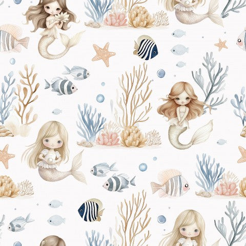 Maillot côtelé Sirènes et poissons