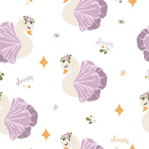 French Terry Swans and Stars