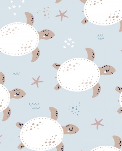 French Terry cute sea turtles