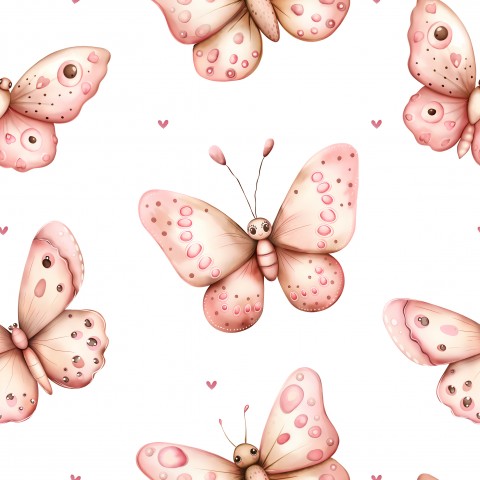 Süße Rosa Schmetterlinge auf Canvas Baumwolle - perfekte Mischung aus Natur und Kreativität! Stoff fürs Nähen, 100% Baumwolle, 44" breit, ideal für Kleidung, T