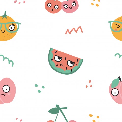 Süße Sommerfrüchte auf Canvas-Baumwolle - ideal für Ihren nächsten Nähschritt! Baumwoll-Canvas-Stoff mit leuchtenden Farben und süßen Fruchtmotiven, zum nähen