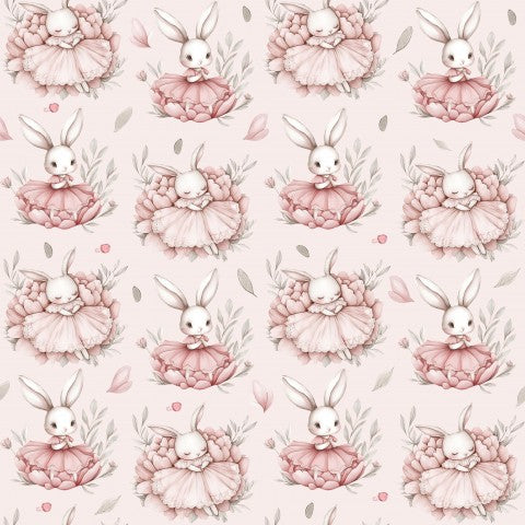 Conejitos y flores de algodón satinado