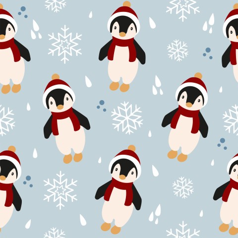 Wasserdichter Stoff Pinguinen und Schneeflocken