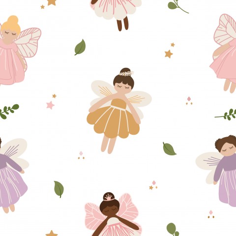 Süße zauberhafte Baby-Feen auf Canvas-Baumwolle - ideal für Nähsachen und DIY-Projekte! Zum nähen, 100% Baumwolle, Meterware.