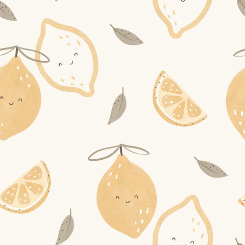 French Terry Citrons et feuilles