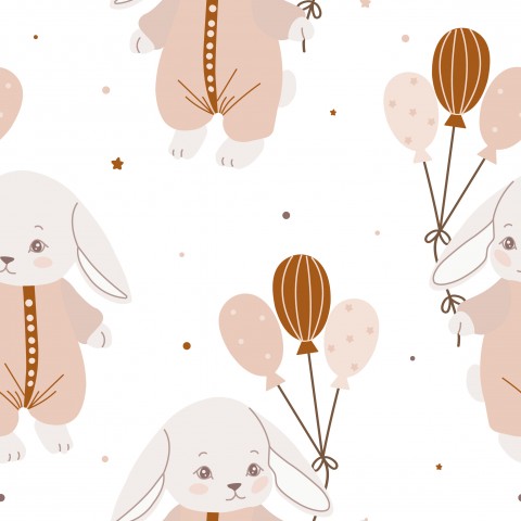 Kleiner Hase in Vintage-Pyjama: Süße Canvas Baumwolle für deine nächste Projektion! 100% Baumwolle, meterweise erhältlich zum Nähen.