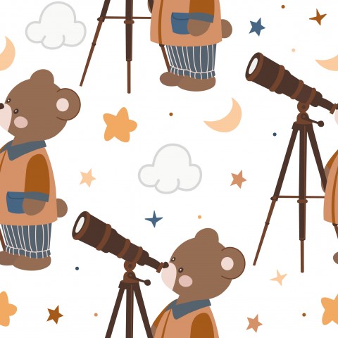 Jersey Teddybär und Teleskop