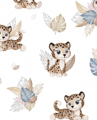 Leisten Sie Ihre nächste Nähekreation mit unserem exklusiven Canvas Baumwolle Süßer Leopard WEISS! 100% Baumwolle, Meterware, zum nähen geeignet.