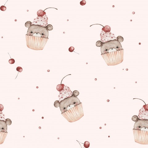 Bilderbuch-Rosa-Canvas-Stoff: Süßer Teddy 20x20cm - Baumwolle-Meterware zum nähen