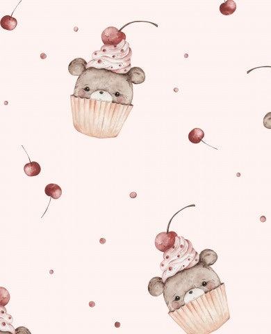 Waterproof fabric teddy bear and cherries