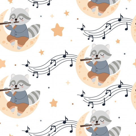 Rib Jersey Waschbären und Musiknoten