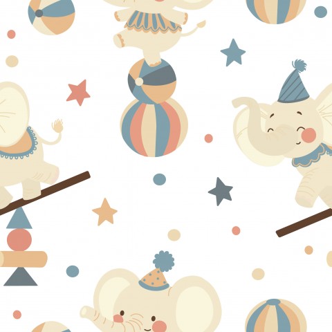 Satin Cotton Circus Elephants