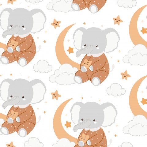 Jersey cute elephants and stars